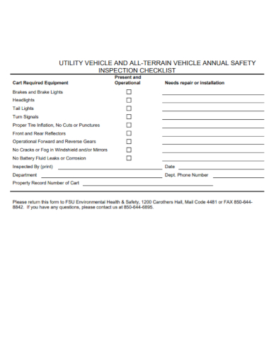 vehicle annual safety inspection checklist