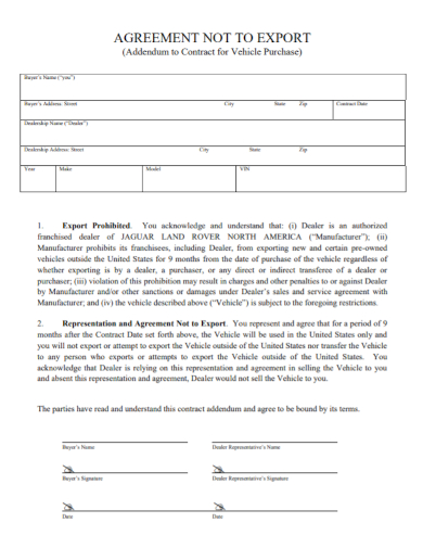 vehicle purchase dealership agreement