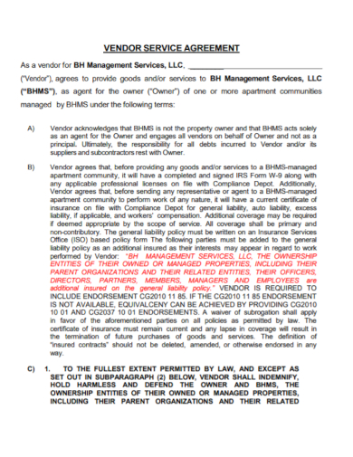 vendor management services agreement