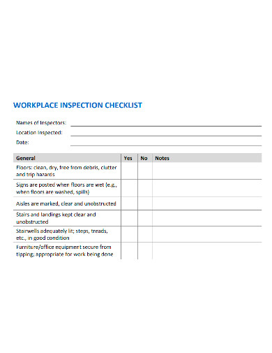 workplace inspection checklist sample