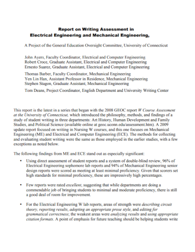 writing engineering assessment report
