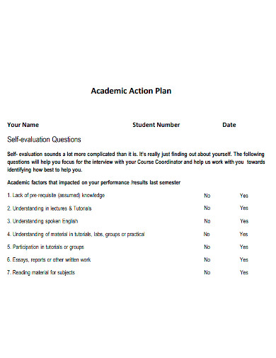 academic action plan format