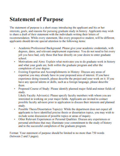 academic applicant statement of purpose
