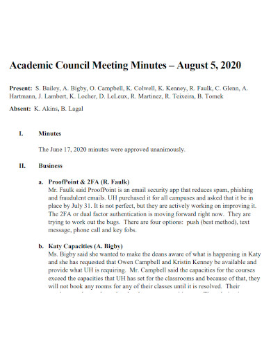 academic council meeting minutes