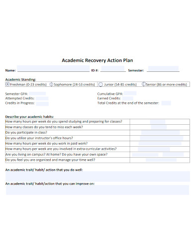 academic recovery action plan