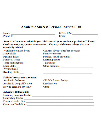 academic success action plan