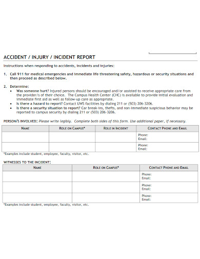 accident and injury incident report