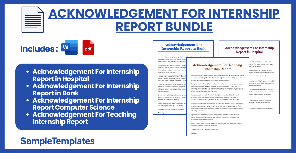 acknowledgement for internship report bundle