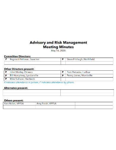 advisory and risk management meeting minutes