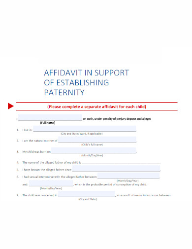 affidavit in support of paternitys
