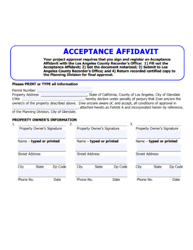 affidavit of acceptance