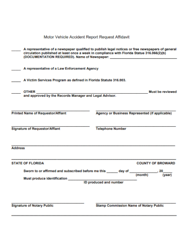 affidavit of accident report