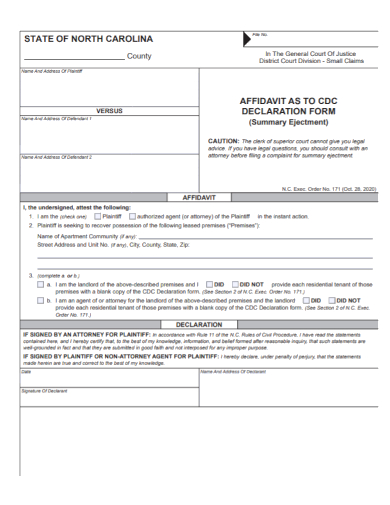 affidavit of declaration form