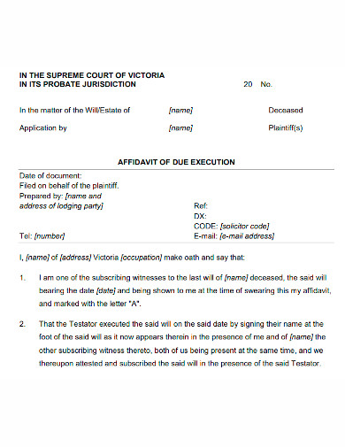 affidavit of due execution