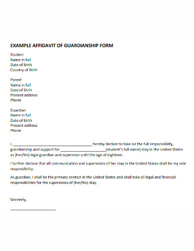 affidavit of guardianship form