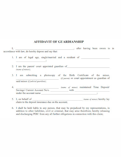 affidavit of guardianship format