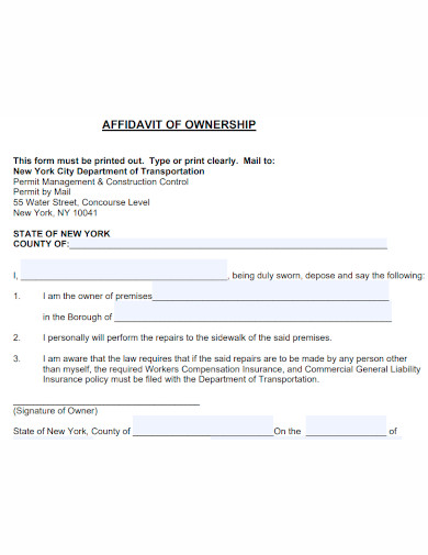 affidavit of ownership sample