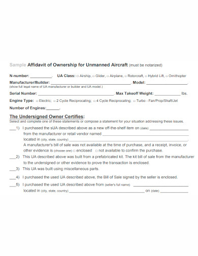 affidavit of ownership for unmanned aircraft
