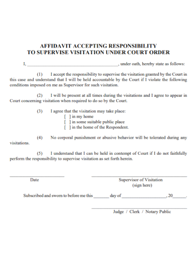 affidavit of supervise responsibility acceptance