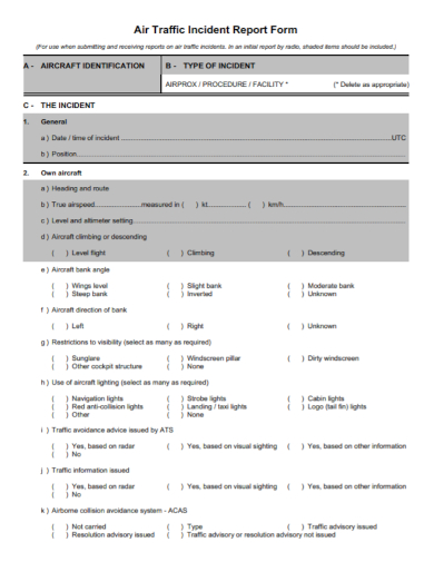 air traffic incident report form
