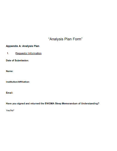analysis plan form