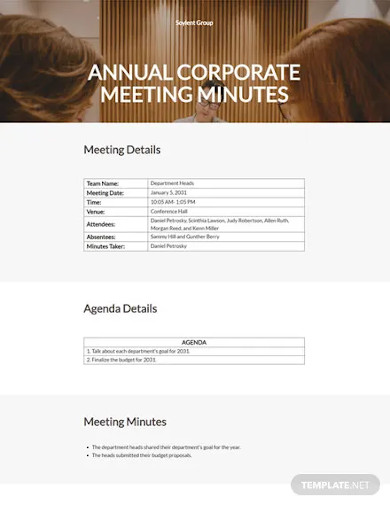 annual corporate meeting minutes