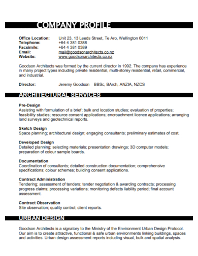 architectural services company profile