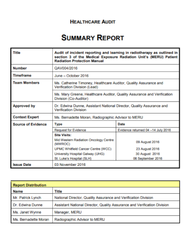 audit incident summary report