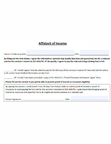 basic affidavit of income