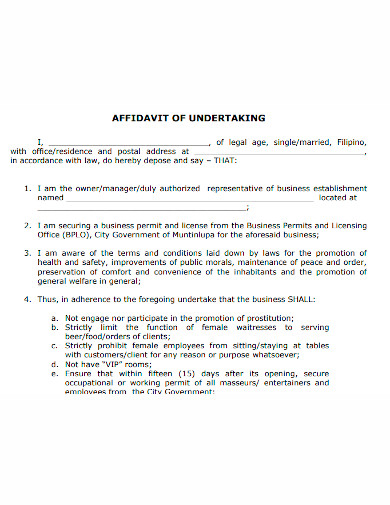 basic affidavit of undertaking