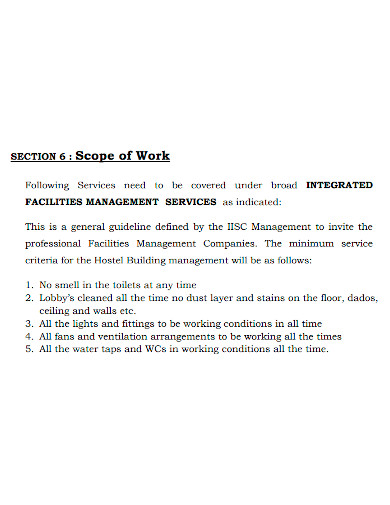 basic facility services scope of work