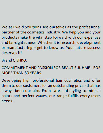 beauty salon company profile format