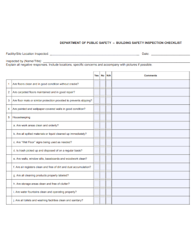 building safety inspection checklist