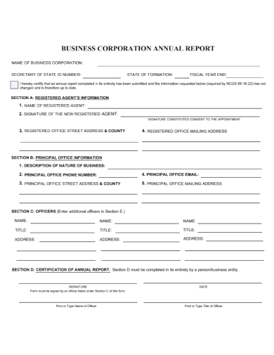 business corporation annual report
