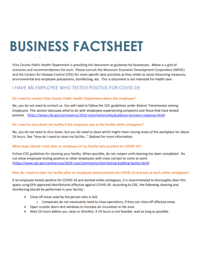 business fact sheet
