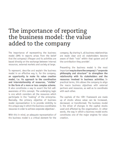 business model company report