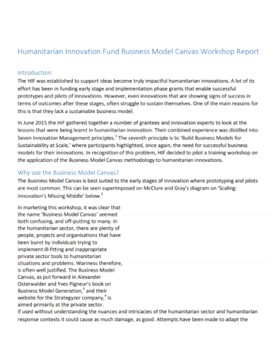 business model workshop report