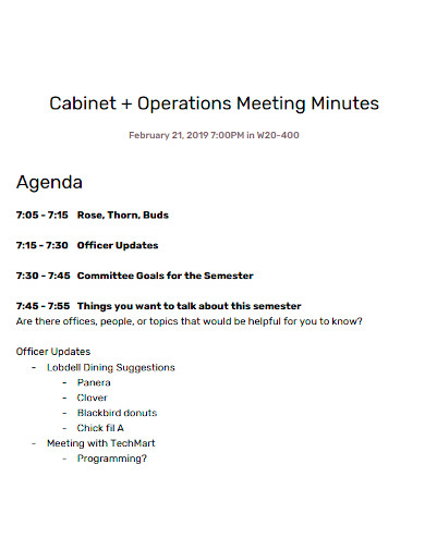 cabinet operations meeting minutes