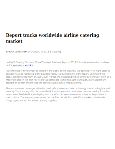 catering strategic business report