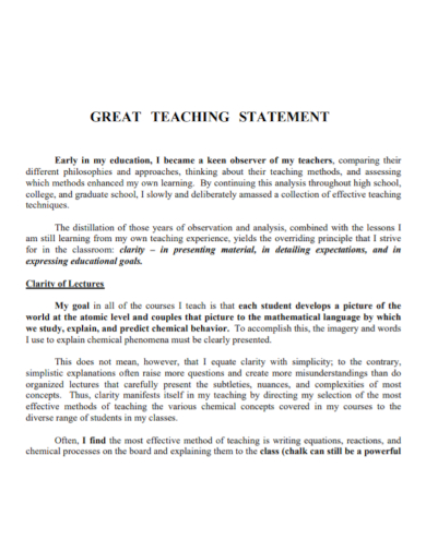 charity teaching statement