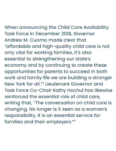 child care task force report