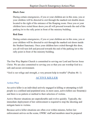 church zone emergency action plan