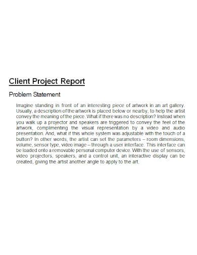 client project report problem statement