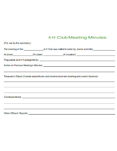 club meeting minutes format