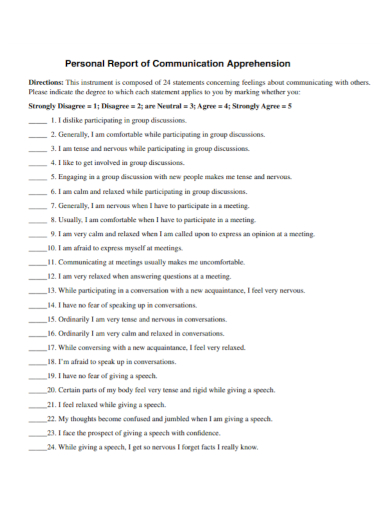 communication personal report