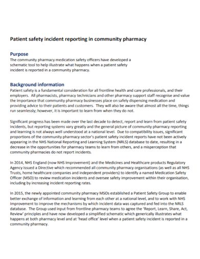 community patient safety incident report