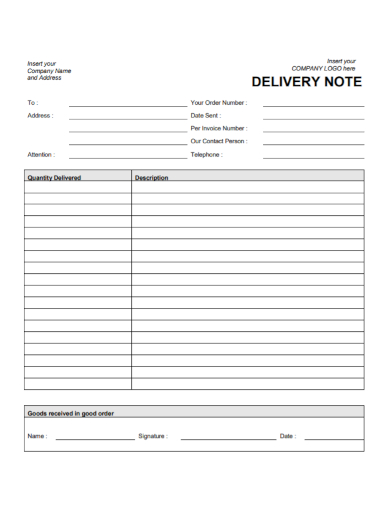 company goods delivery note