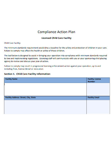 compliance action plan sample