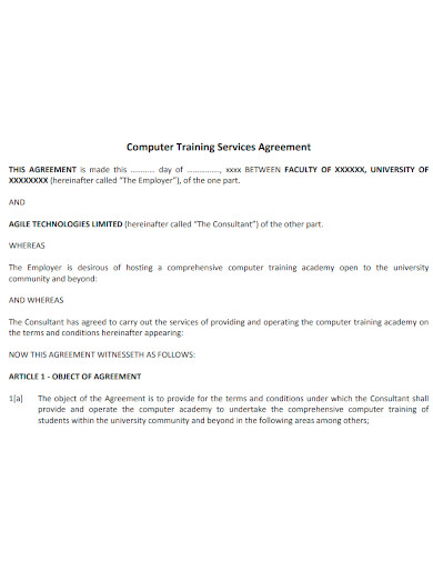 computer training services agreement