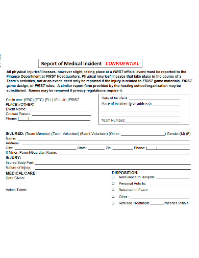 confidential medical incident report